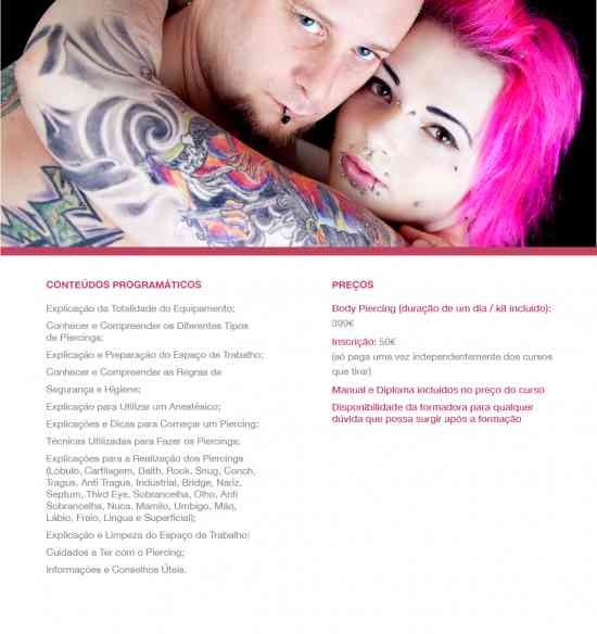 Curso de Tatuagem Profissional + Body Piercing Portuga + Dipoloma